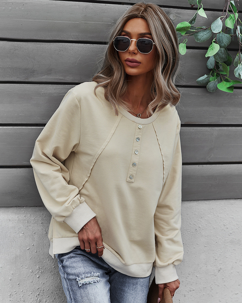 women s pullover long-sleeved round neck sweatshirt nihaostyles clothing wholesale NSDY73980