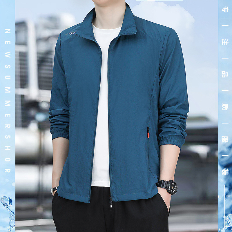 Ice Silk Sun Protection Clothing Men's Summer Outdoor Ultra-thin Breathable UV Protection Sports Fishing Sun Protection Clothing Jacket Coat