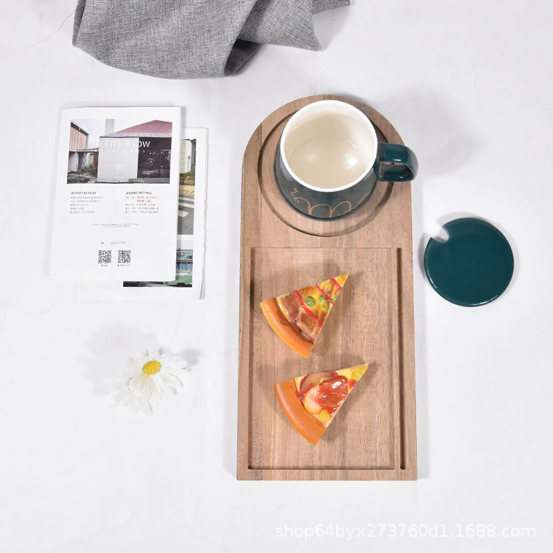 Японский поднос из цельного дерева, чашка для воды, тарелка в стиле ретро, хлеб, закуска, десерт, креативная тарелка для приготовления презентаций
