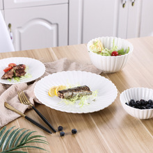 创意陶瓷餐盘哑光白菊花盘简约家用烘焙餐具西餐碗皿蛋糕点心果盘