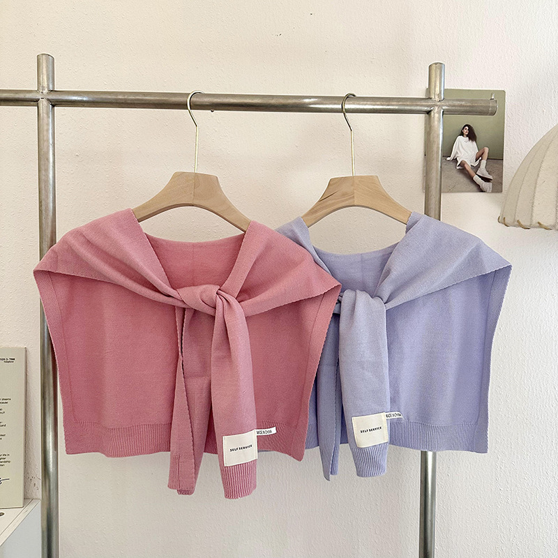 Nudo de chal para mujeres 2025 otoño invierno cuello falso aire acondicionado habitación de color sólido bufandas de hombro tejido fuera de la capa pequeña camisa hombro