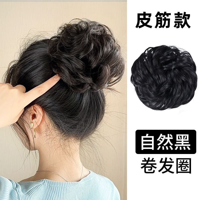 Peluca de cabeza femenina de bola esponjosa anillo de pelo natural flor corsé pelo perezoso updo artefacto Internet celebridad peluca bolsa tocado simulación