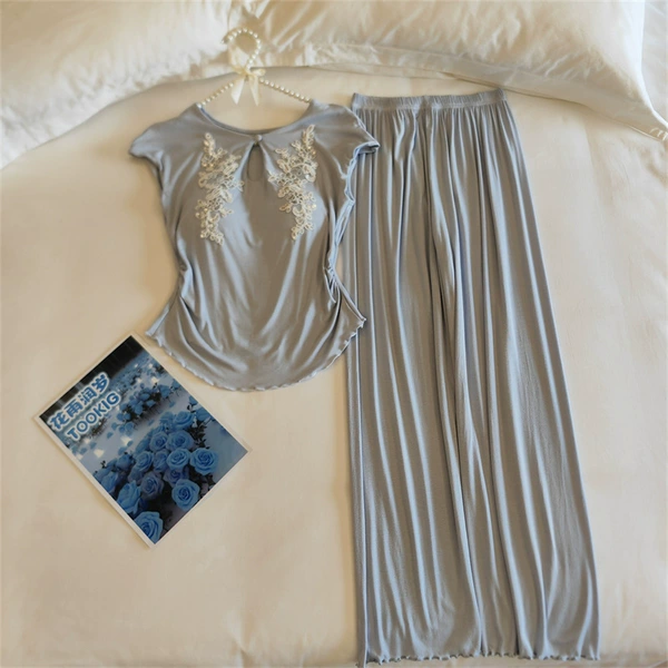 33065.3# milk blue (fixed chest pad) short sleeves + long trousers