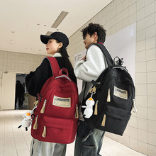 跨境大容量男女通用双肩包简约初中生书包大学生女背包男双肩包