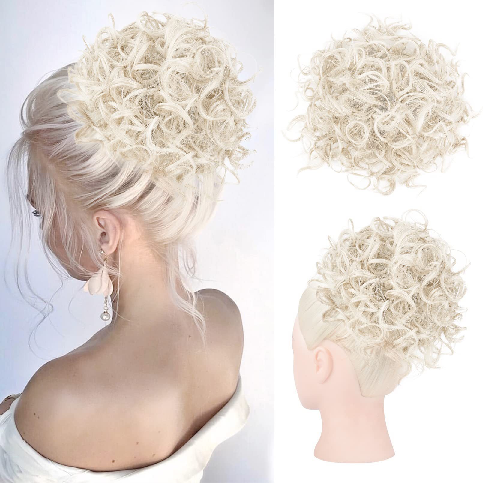 Coletero Postizo de Cabello Rizado de Fibra de Alta Temperatura con Aspecto Natural para Mujeres image 11