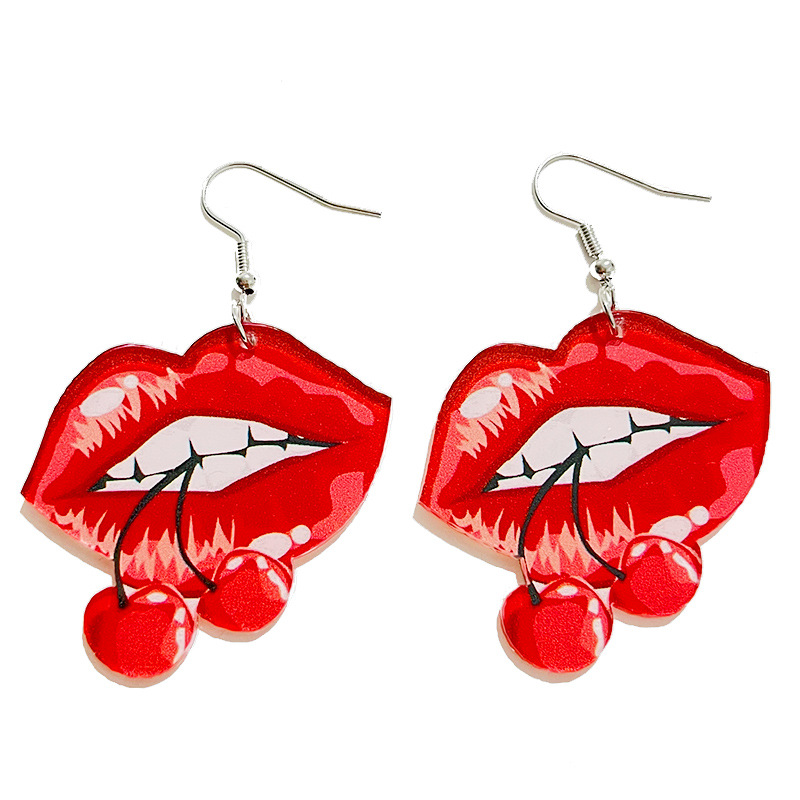 Fashion Lipstick Arylic Stoving Varnish Womenu0027S Drop Earrings 1 Pair