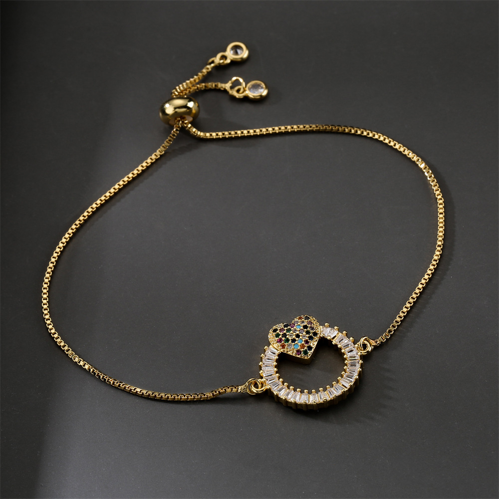 Fashion Gold Pull Adjustable Box Chain Copper Micro-inlaid Zircon Ornaments Bracelet display picture 4