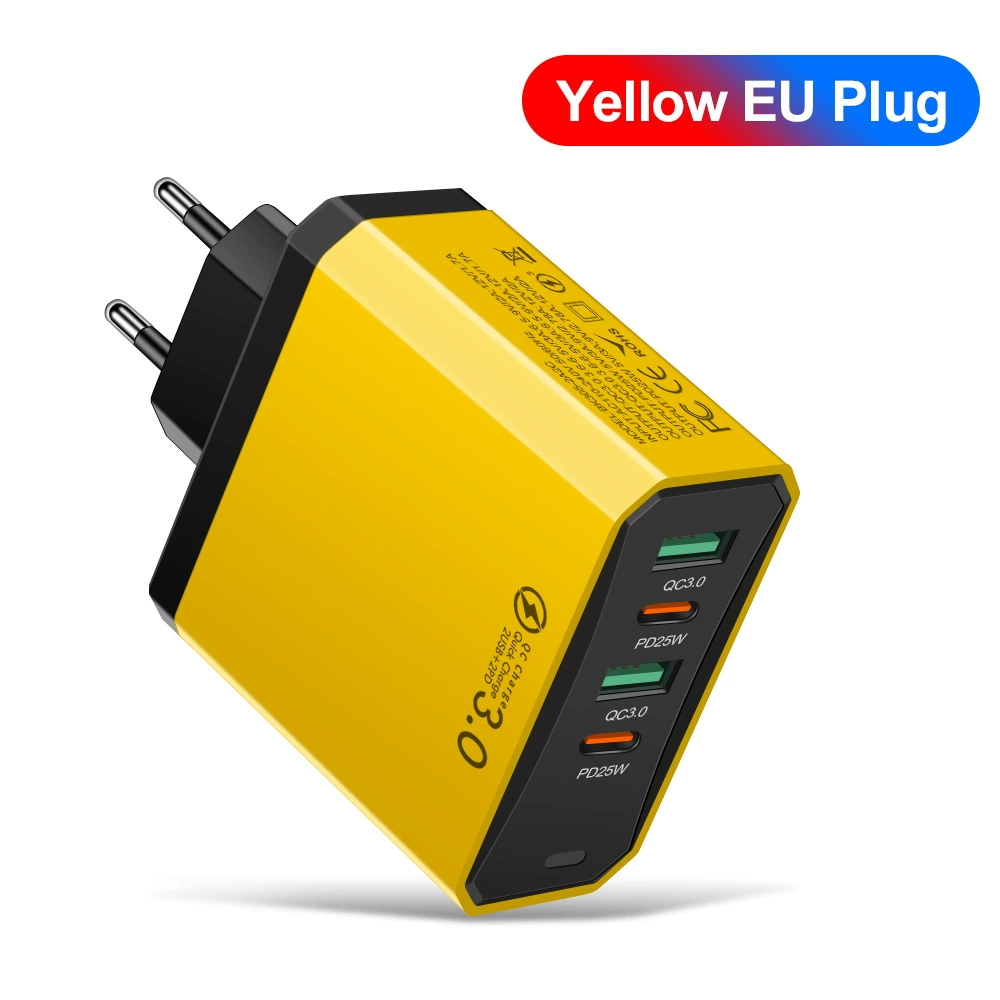 Стандартный 100W 2USB+2PD зарядное устройство для мобильного телефона, планшета европейский, американский и британский сверхбыстрая зарядка многопортовый адаптер