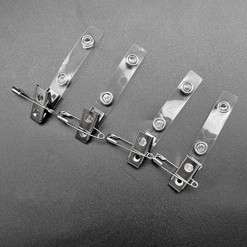 厂牌别针鳄鱼夹子 四孔双孔PVC别针夹 工作证胸卡金属别针夹