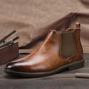 Men's Chelsea Boots Retro Shoesmen Chelsea Boots Waterproof Leather Shoes