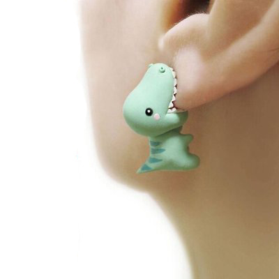 1 Pair Cute Dinosaur Metal Women's Ear Studs display picture 2