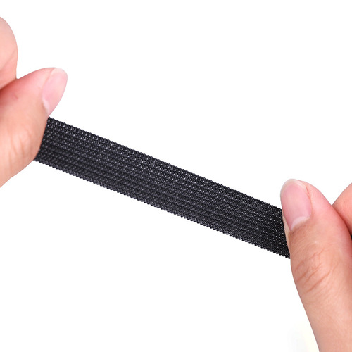 Factory wholesale of 2cm high-elasticity, medium-thickness waistband elastic with black crocheted trim.