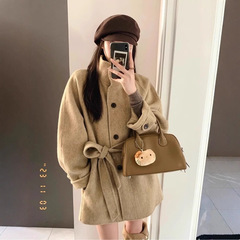 卡其色呢子大衣女秋冬2025新款毛呢外套感小个子短款韩系气质女装