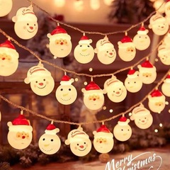 クリスマス装飾ライトサンタクロース雪だるまカラーライトストリングクリスマスツリー電池ボックスライトストリンググリーンライト