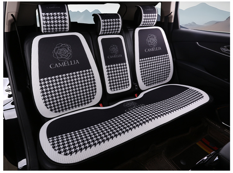 New Car Seat Cushion, Universal for All Seasons, Linen Seat Cushion, Half-Wrapped Waist-Cushion, Summer Cooling Pad, Non-Slip Breathable Seat Cushion Cover