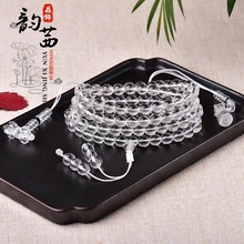 白水晶手链108颗佛珠男款手串多圈女项链红玛瑙念珠念佛饰品