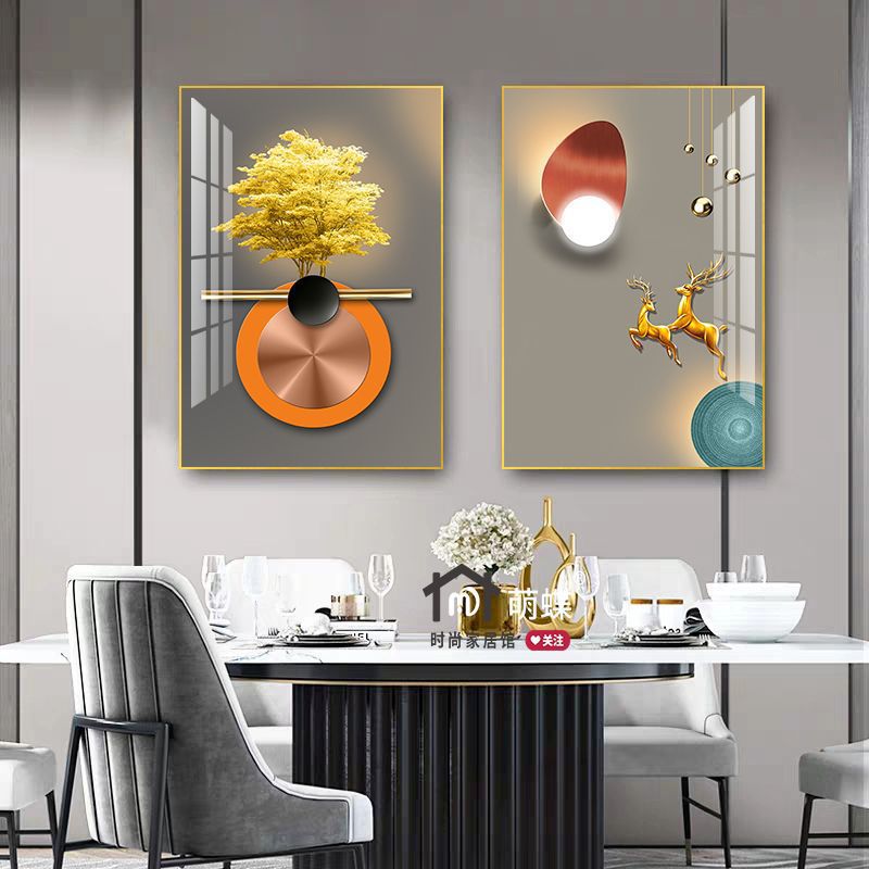 Pintura decorativa de comedor simple mesa de comedor cuelga pinturas de porcelana de cristal de fondo pinturas murales sin perforación