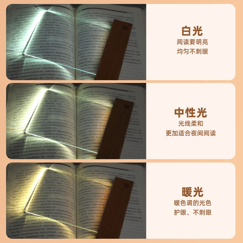 lámpara de lectura plana dormitorio estudio de noche lámpara de lectura USB lámpara de protección de ojos de carga de tres colores de aprendizaje luz de lectura
