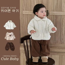 男宝宝秋冬加绒外套长裤打底衫a类婴幼童1-3岁小男孩加厚保暖套装