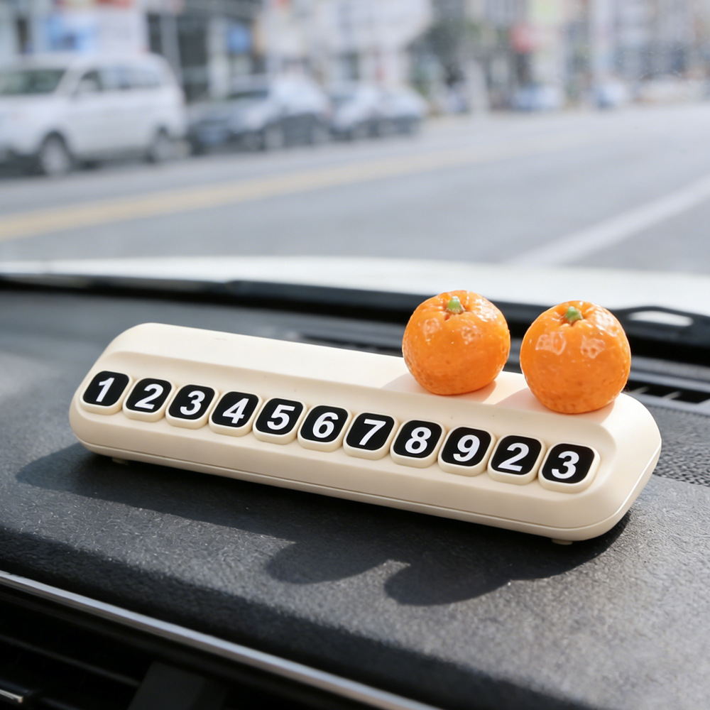Tarjeta telefónica de movimiento de automóviles, tarjeta de estacionamiento temporal de frutas de litchi, adornos creativos de automóviles