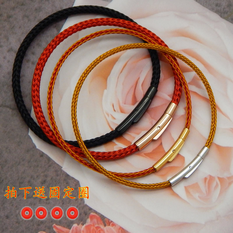 Stainless steel thin edge snap wire rope bracelet wear 3D hard gold lucky beads bracelet men's and women's birth year thin bracelet rope Stainless steel thin edge snap wire rope bracelet wear 3D hard gold lucky beads bracelet men's and women's birth year thin bracelet rope