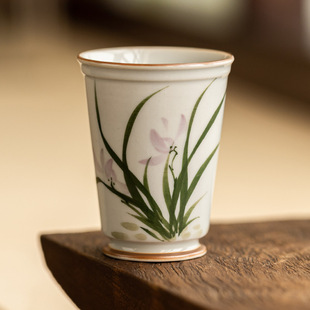 手绘兰花闻香杯品茗杯子中式陶瓷茶杯主人杯高档个人专用功夫茶具-阿里巴巴