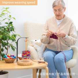 跨境木质线轴架便携式针织线球工具多功能磁吸纱线架毛线架