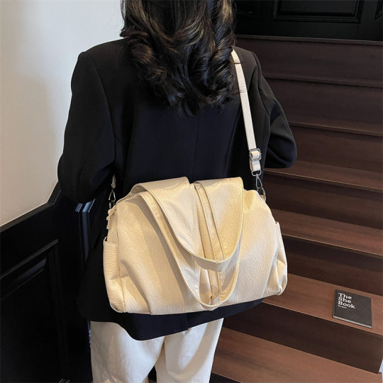Cross-border Popular All-match Large Capacity Satchel Women's New Fashion Simple Retro Solid Color Commuter Niche Shoulder Bag