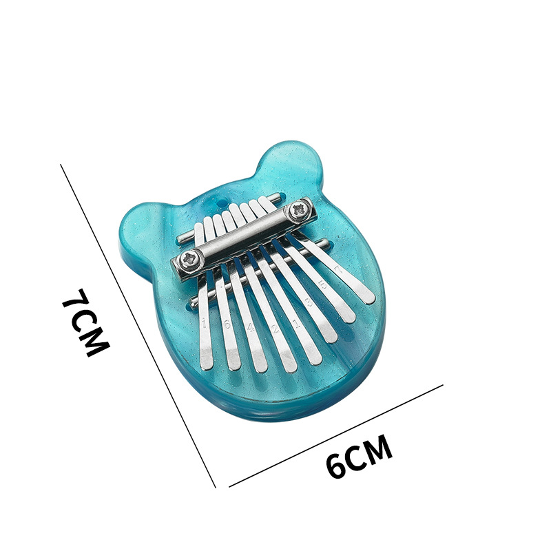 Instrumentos musicales Transfronterizo de 8 tonos Mini Pulgar Kalinba Cristal de madera maciza Piano transparente de cinco dedos Artesanía portátil Piano de dedo