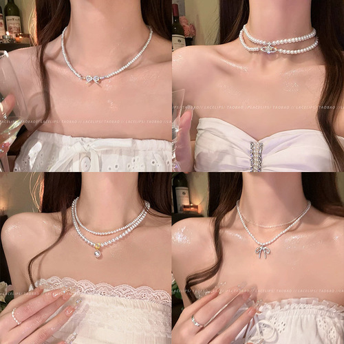 Gentle Butterfly Pearl Necklace for Women, Light Luxury, Niche, High-End, Sweet, Clavicle Chain, Fashion Accessory, Viral Trendsetter, Neck Chain