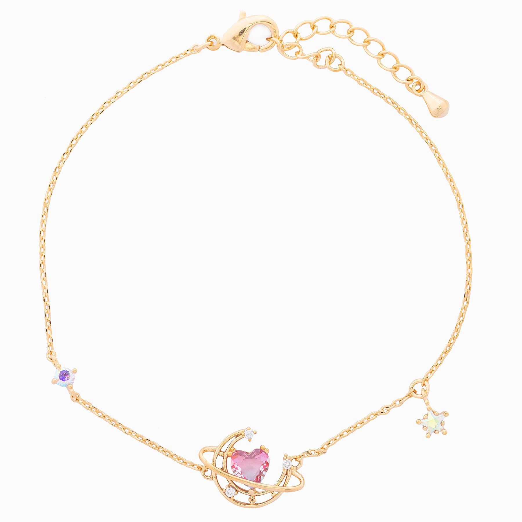 Simple Style Heart Shape Copper Bracelets Plating Zircon Copper Bracelets