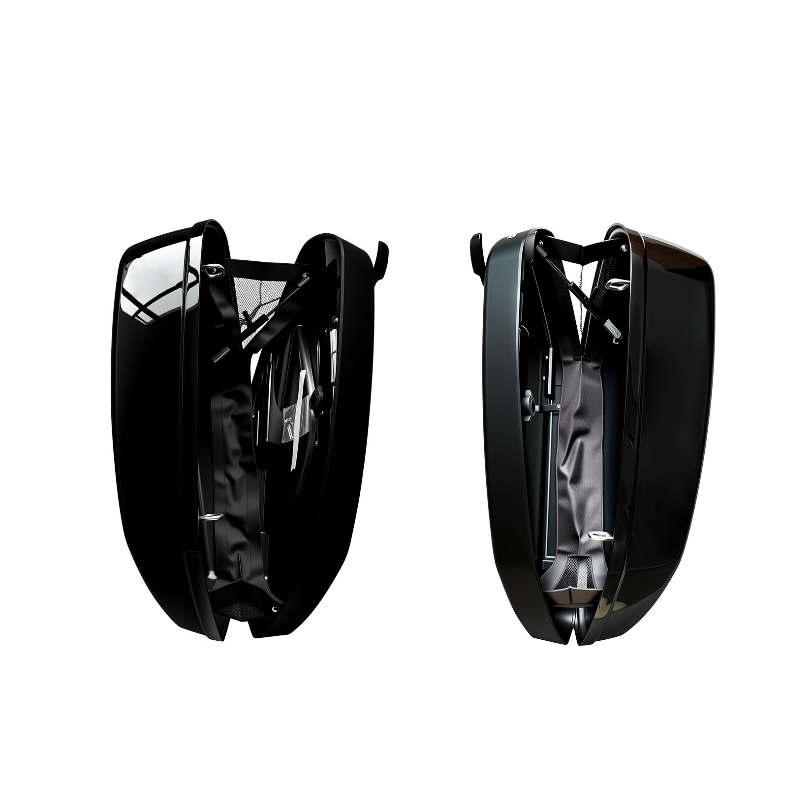 Motorcycle Side Boxes Suitable for Harley Street Bob, Road King, Low Rider S, with Protective Bars