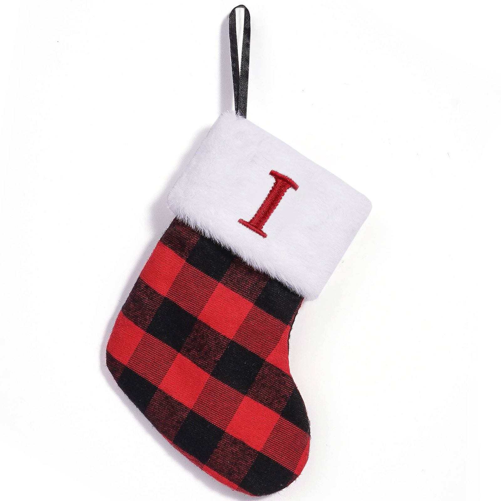 Nuevos bolsas de regalo de medias de Navidad transfronterizas letras negras rojas bordadas pequeñas medias colgantes bolsas de dulces decoraciones