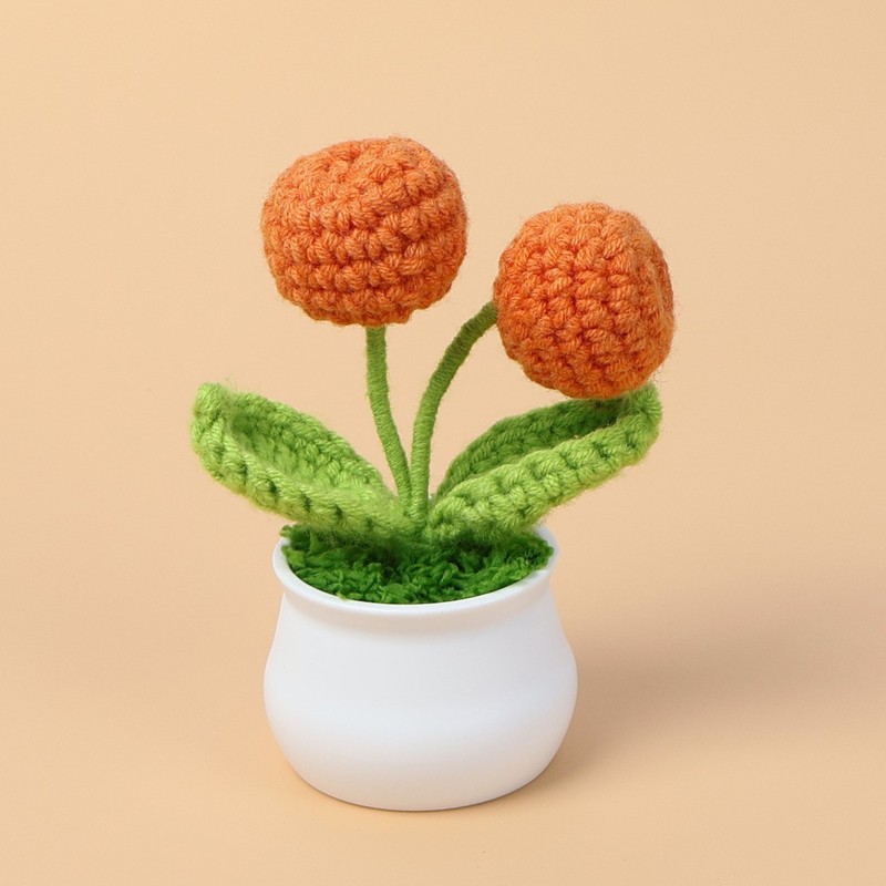 完成したウールひまわり鉢植えスズラン造花チューリップデスクトップ装飾品バレンタインデー教師クラスメートギフト|undefined