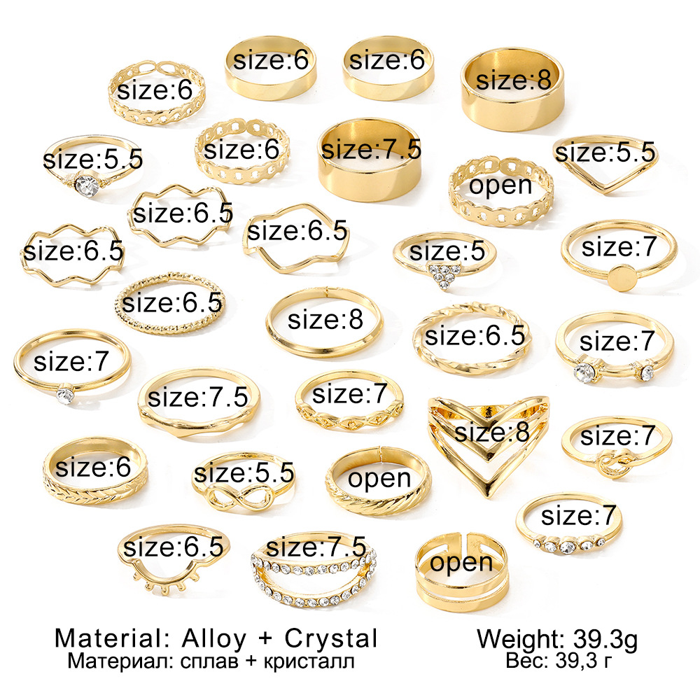43g Weight Rings Classification 1 Set Quantity Holiday, Daily Occasion Alloy Material Waves, Heart Shape Pattern Women's Gender Plating Design Simple Style, Classic Style Style Simple Style Classic Style Waves Heart Shape Alloy Plating Women's Rings 6