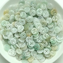 天然翡翠玉石散珠批发冰种金钱扣 DIY 车挂串珠镂空饰品 配件隔片