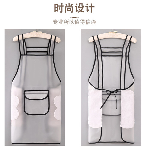 Transparent wash-free, waterproof, oilproof apron for kitchen, suitable for men and women, cooking, pet, aquatic products, workplace, swimming pool with custom logo printing