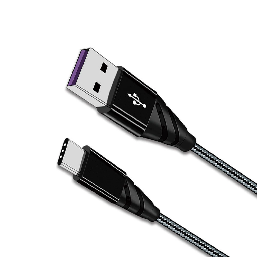 Factory 5A fast charging Type-C Android charging cable wholesale USB line aluminum shell nylon woven mobile phone data cable