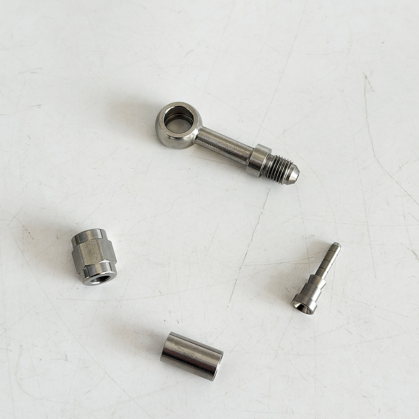 M10 Stainless Steel Brake Hose Fish-Eye Connector 0 Degree/90 Degree Crimped Brake Oil Pipe Hydraulic Connector
