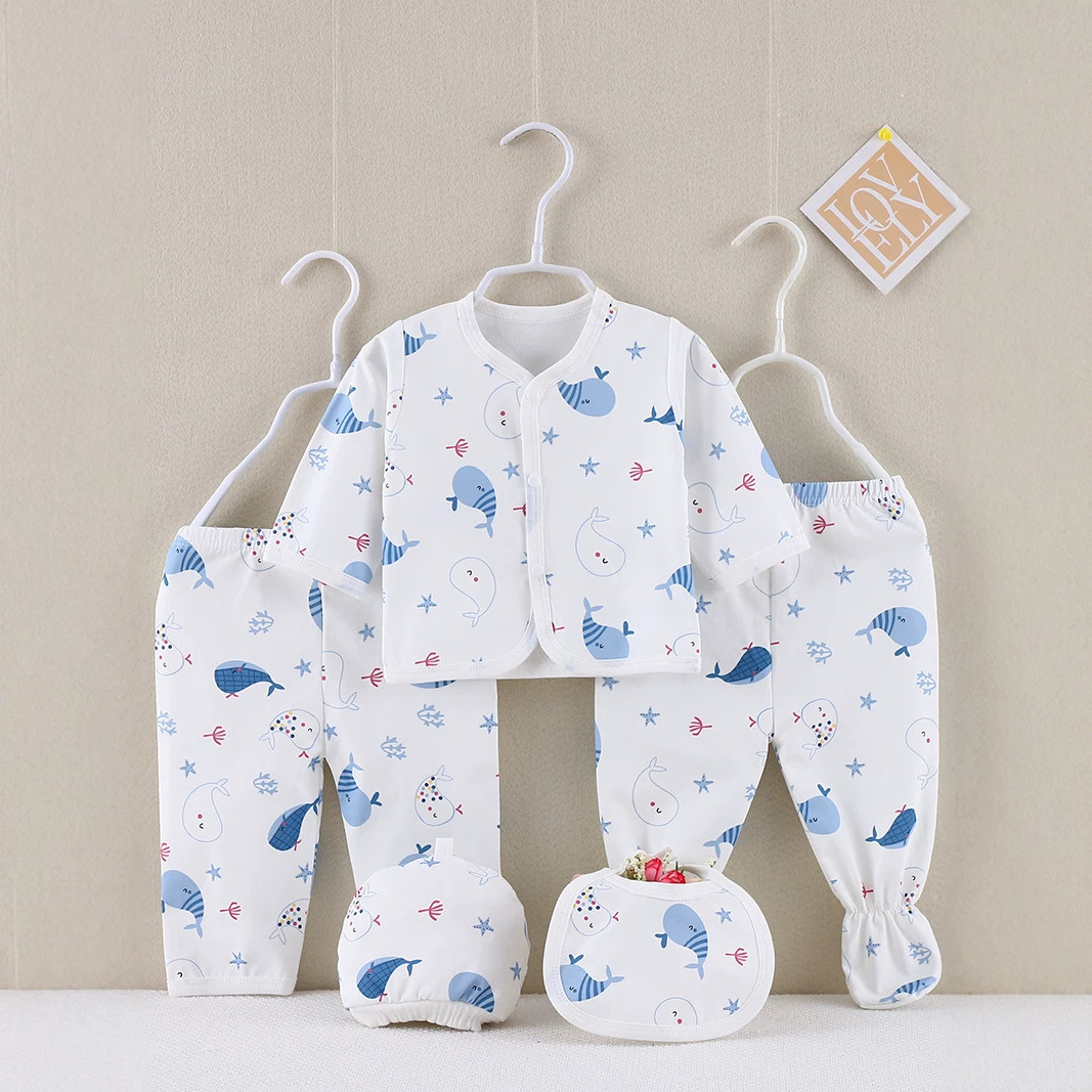 Comercio extranjero transfronterizo cinco piezas baby baby set impresión digital verano delgado Dyson algodón y lino bolsa de regalo