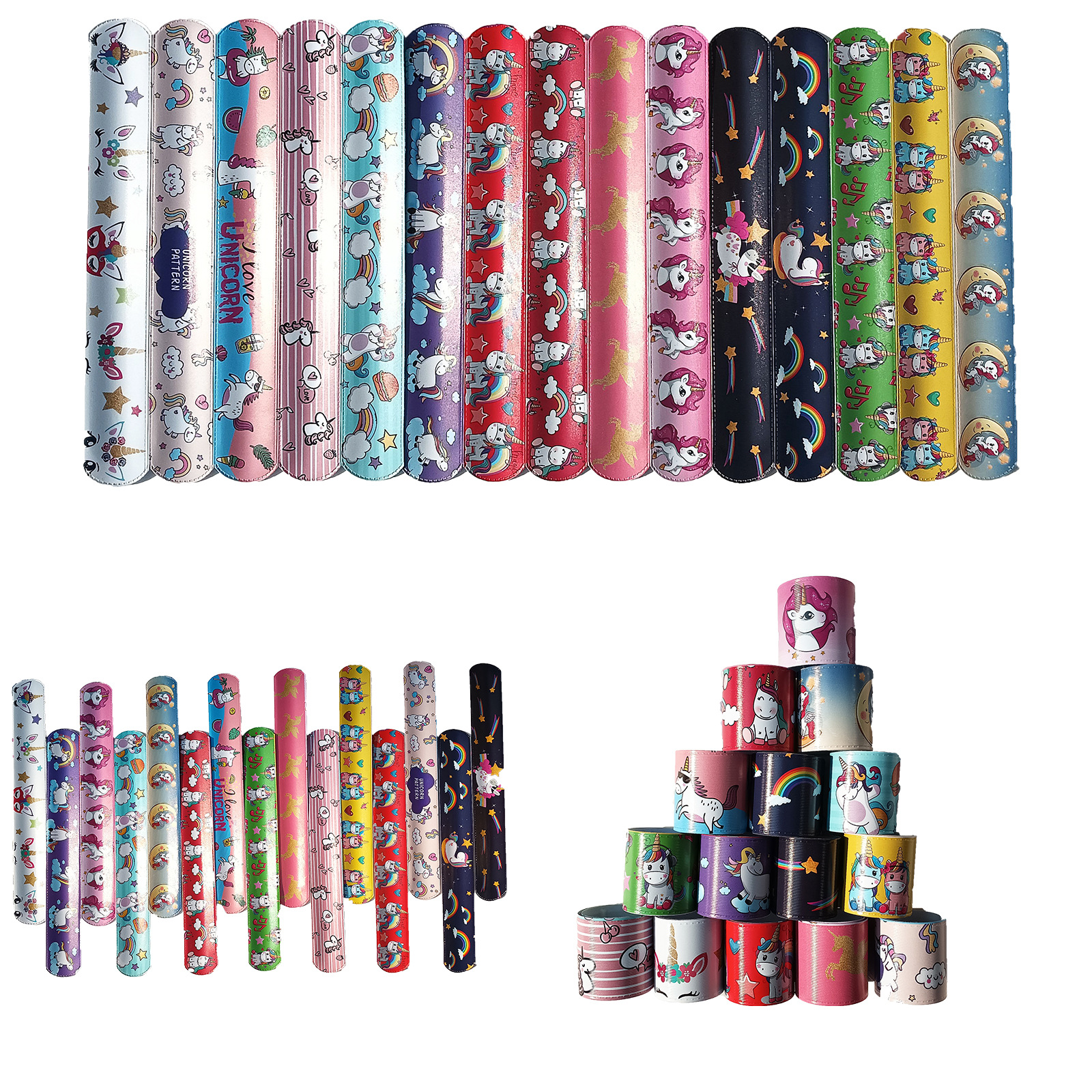 Unicornio 15 estilo Snap anillo pulsera lindo de dibujos animados niños Snap anillo pulsera