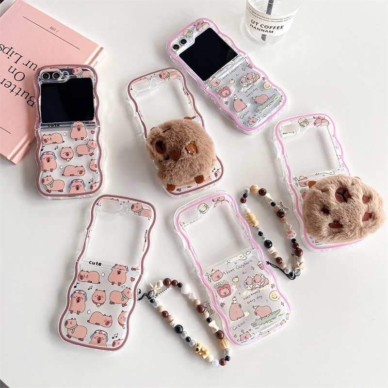 Cartoon capybara Samsung z phone case FLIP 5 fold folding filp 4 protective case 3 Wave bracket for Galaxy