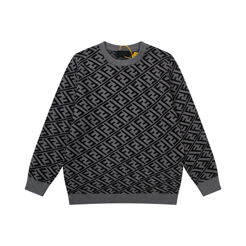 European-style trendy men's original in-stock correct top version letter embroidered round-neck sweater, popular on Instagram and Xiaohongshu