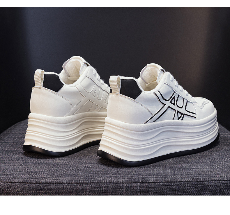 Giày sneaker nữ đế dày tăng chiều cao phong cách thể thao đa năng — M2985 lót đơn màu bạc, M2985-1 cộng với nhung đỏ, M2985-1 plus nhung bạc, M2985 lót đơn màu đỏ chi tiết 30