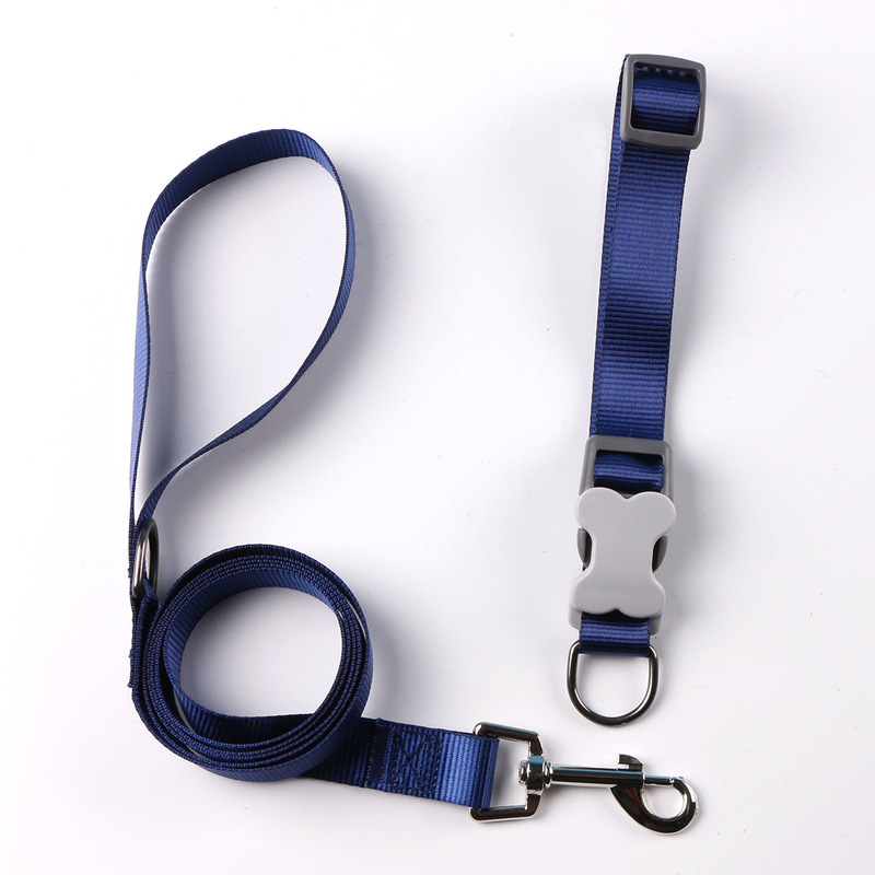 宠物项圈牵引绳二件套遛狗绳纯色尼龙防冲中小型犬狗狗牵引绳套装|undefined