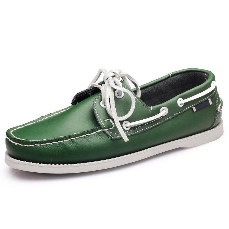 Sailboat Shoes for Men, Two-Layer Cowhide New Driving Shoes, British Style Non-Slip Flat Shoes, Slip-On Low-Top Men's Casual Shoes
