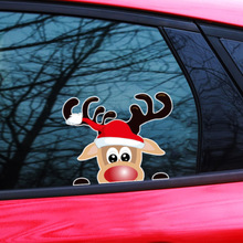 外贸圣诞新款车窗贴纸装饰侧窗保险杠圣诞老人麋鹿汽车玻璃装饰贴