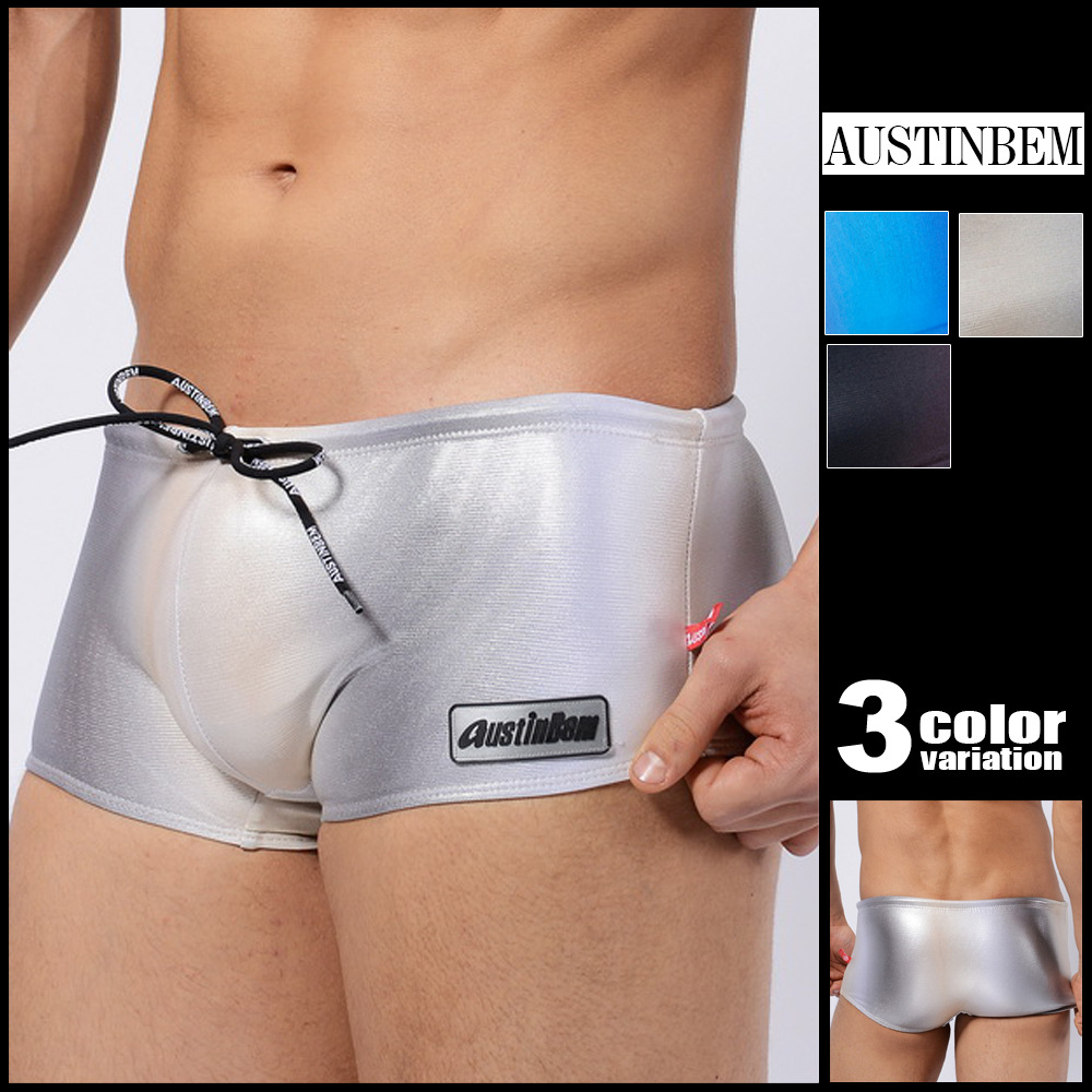 austinBem Sexy Triangle Swimming Trunks Personalized Bodybuilding Flash Metal Foreign Trade Fashion Men's Swimming Trunks Cross Border