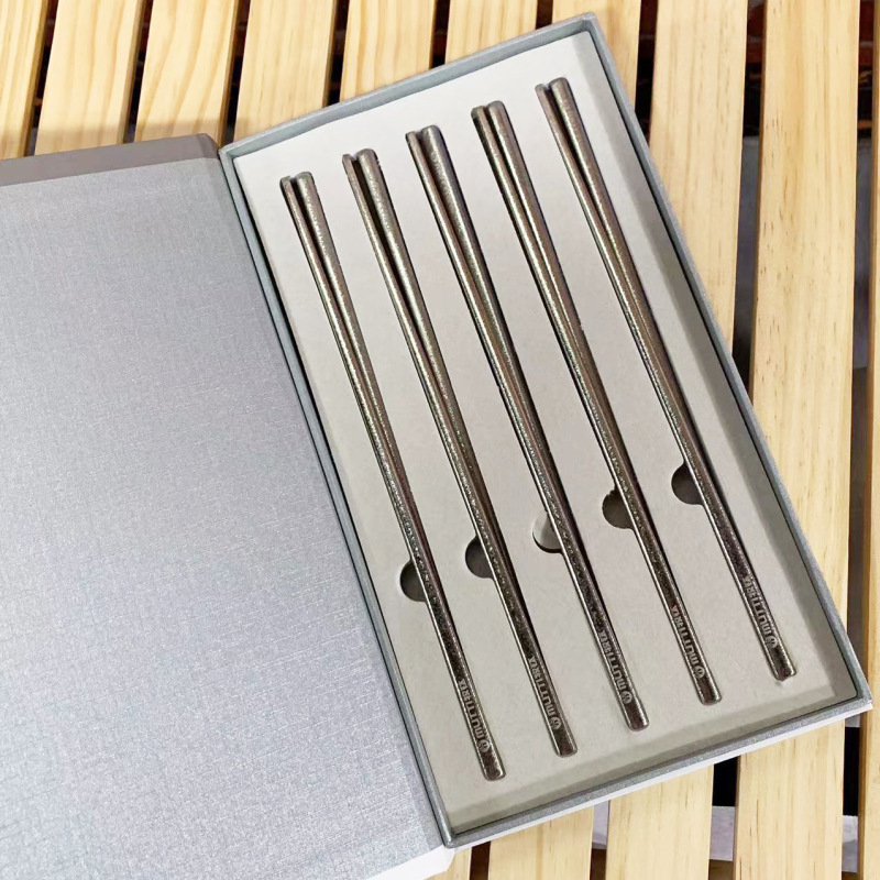 牧チキャンプ純チタン箸家庭用屋外滑り止めギフトボックスセット結晶屋外キャンプ食器|undefined