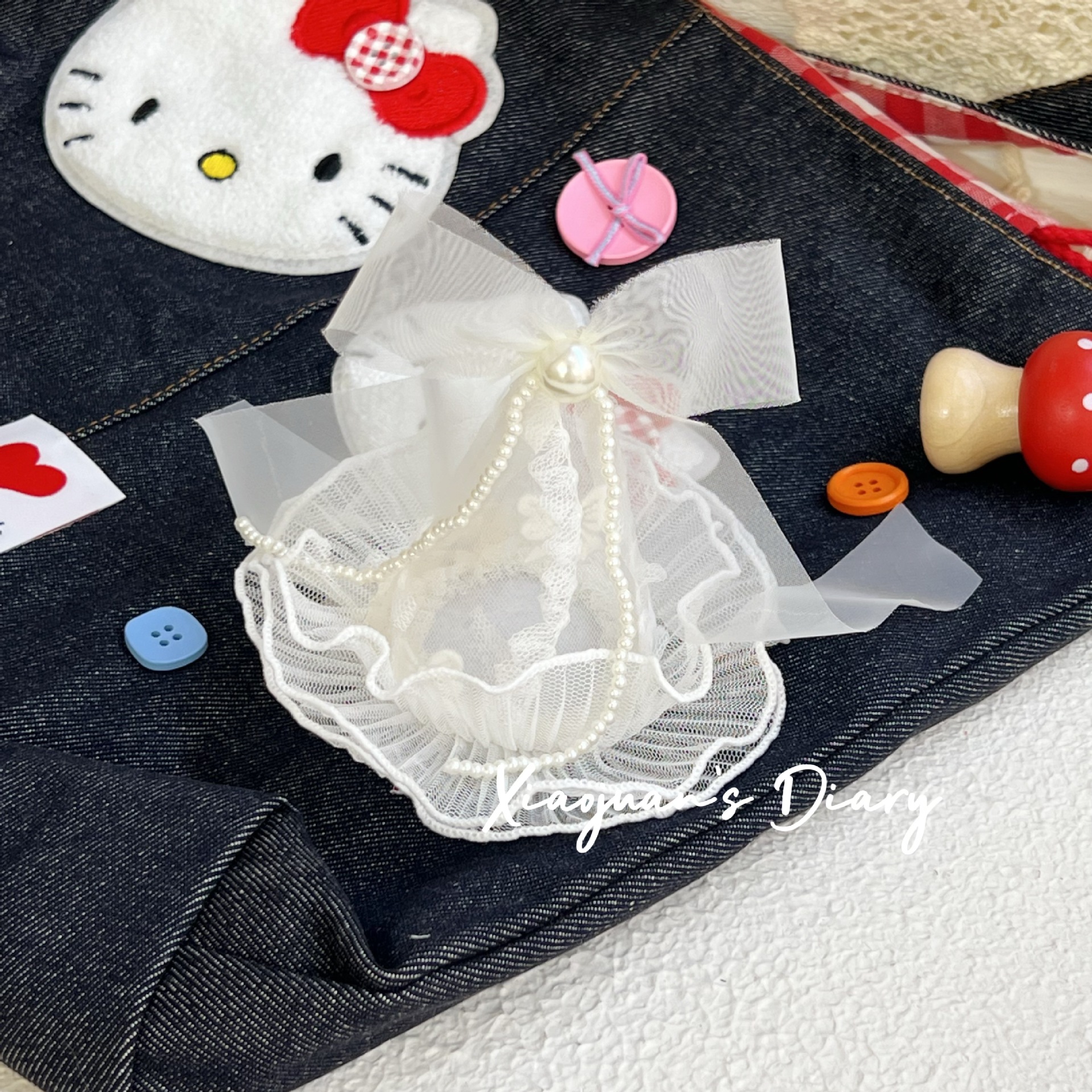 레이스 메쉬 생일 모자